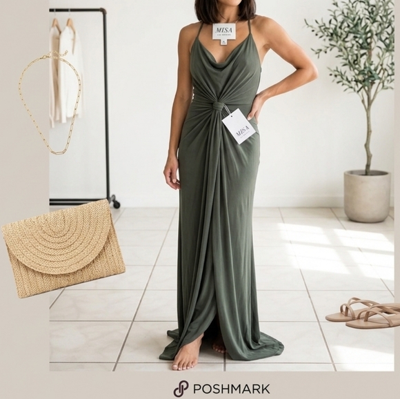 Misa Los Angeles Dresses & Skirts - Misa Los Angeles Gray Jersey Dress. Sleeveless Fitted Formal Maxi. Size SX